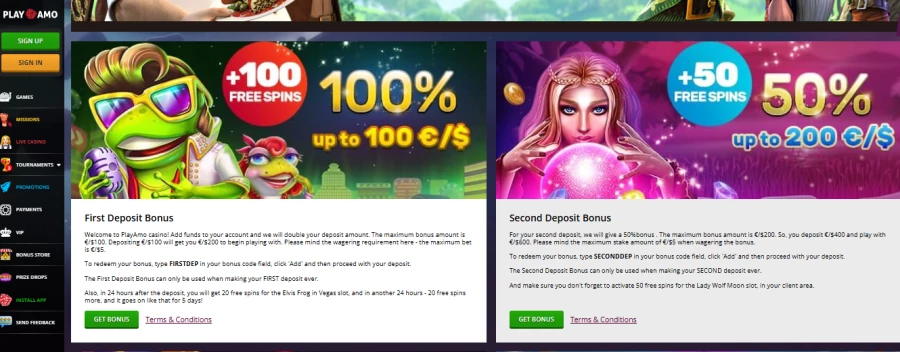 Playamo Bonus Basics