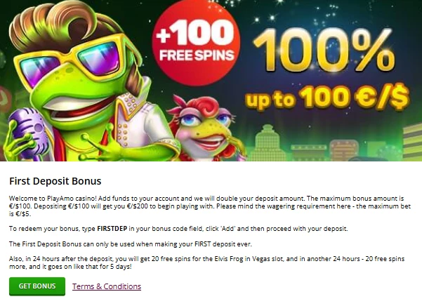 Playamo 100% bonus