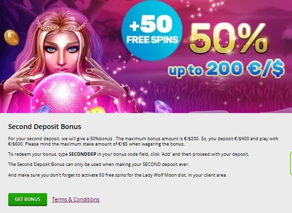 Playamo 50% reload bonus